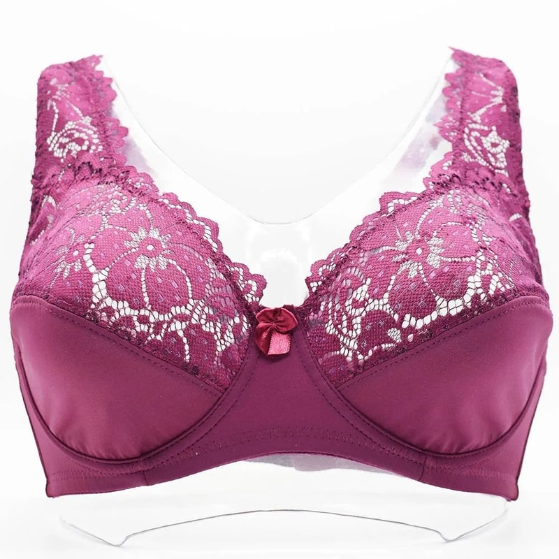Sexy Embroidery Floral Lace Bra Plus Size Underwire Plunge Brassiere 9