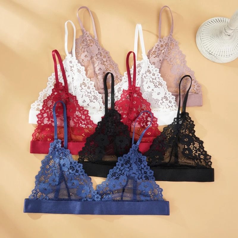 Sexy Flower Lace Ultrathin Bra Transparent Hollow Out Bralette 0