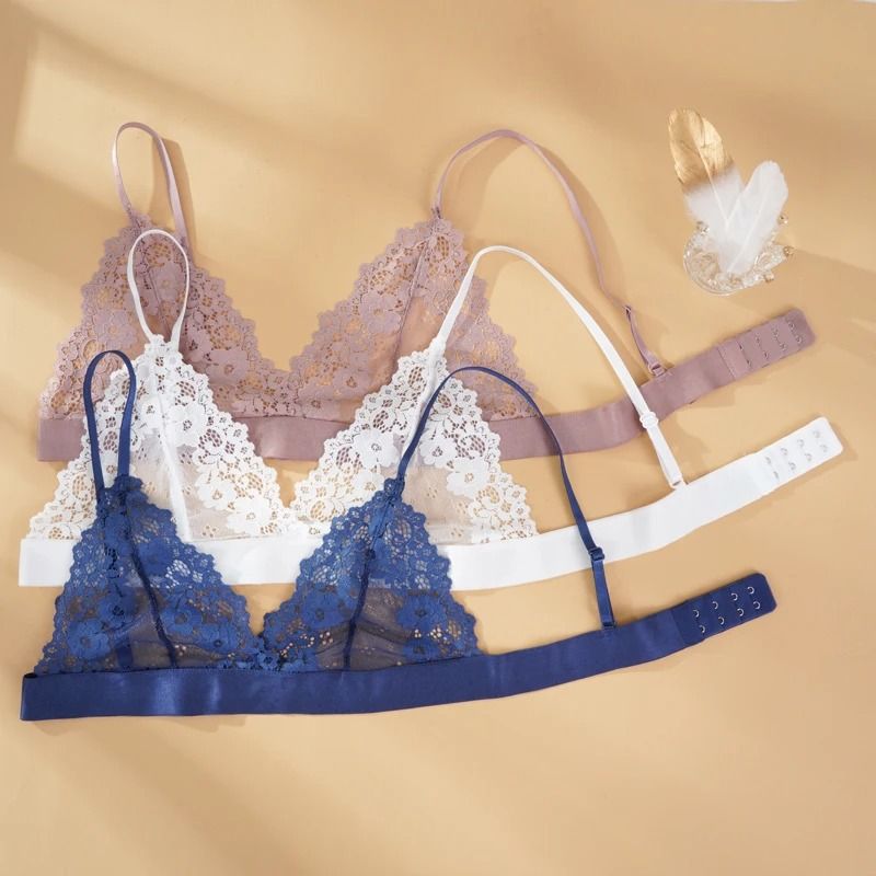 Sexy Flower Lace Ultrathin Bra Transparent Hollow Out Bralette 1