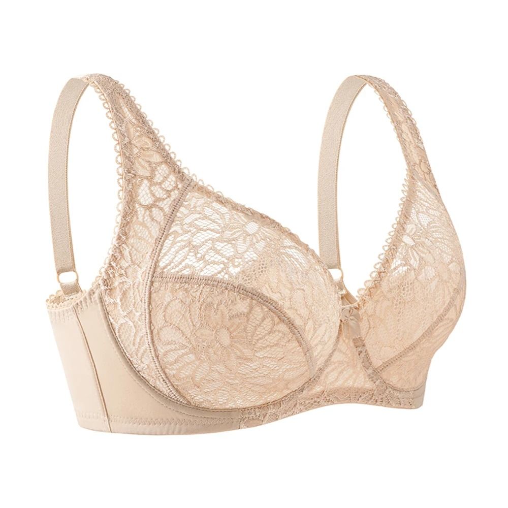 Womens UltraThin Perspective Deep V Lace Sheer Plus Size Bra 7