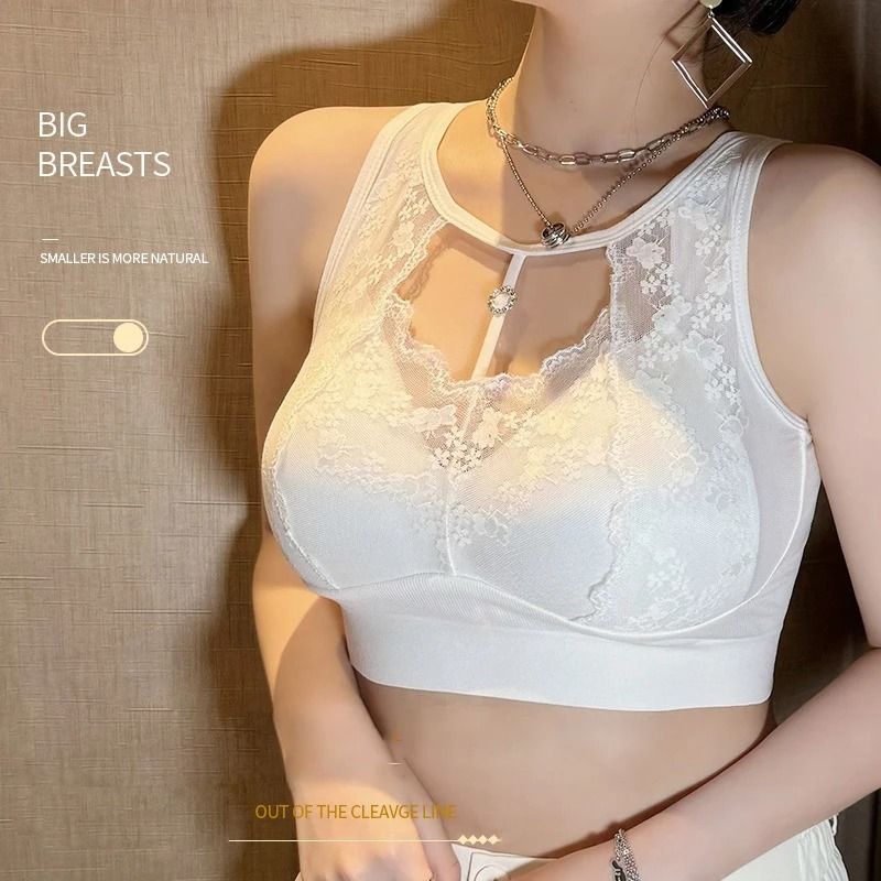 Lace Sexy Wireless Full Cup Large Size Vest Bra Anti Sagging Lingerie 1