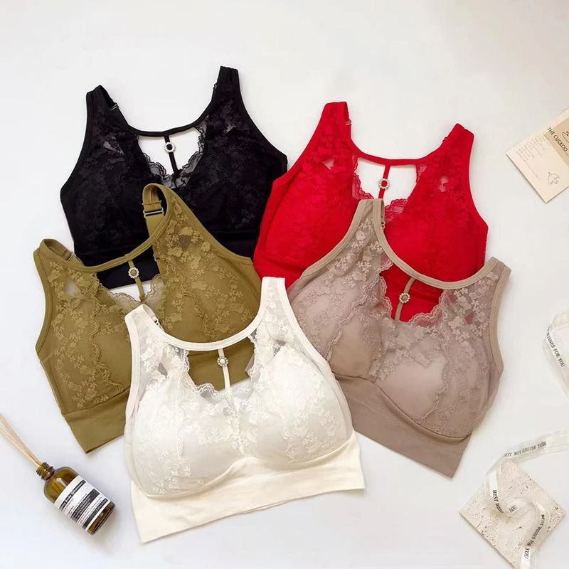 Lace Sexy Wireless Full Cup Large Size Vest Bra Anti Sagging Lingerie 2