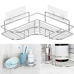 stainless steel triangular wall mounted adhesive shower storage rack