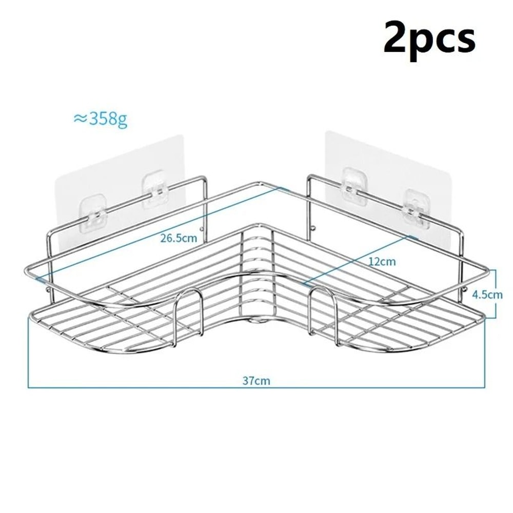 Stainless Steel Triangular Wall Mounted Adhesive Shower Storage Rack 7