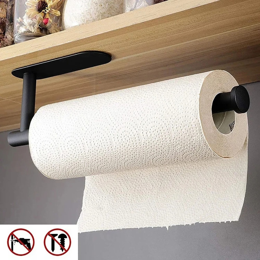 Kitchen Paper Towel Holder Adhesive Toilet Roll Tissue Dispenser Cabinet Storage 13