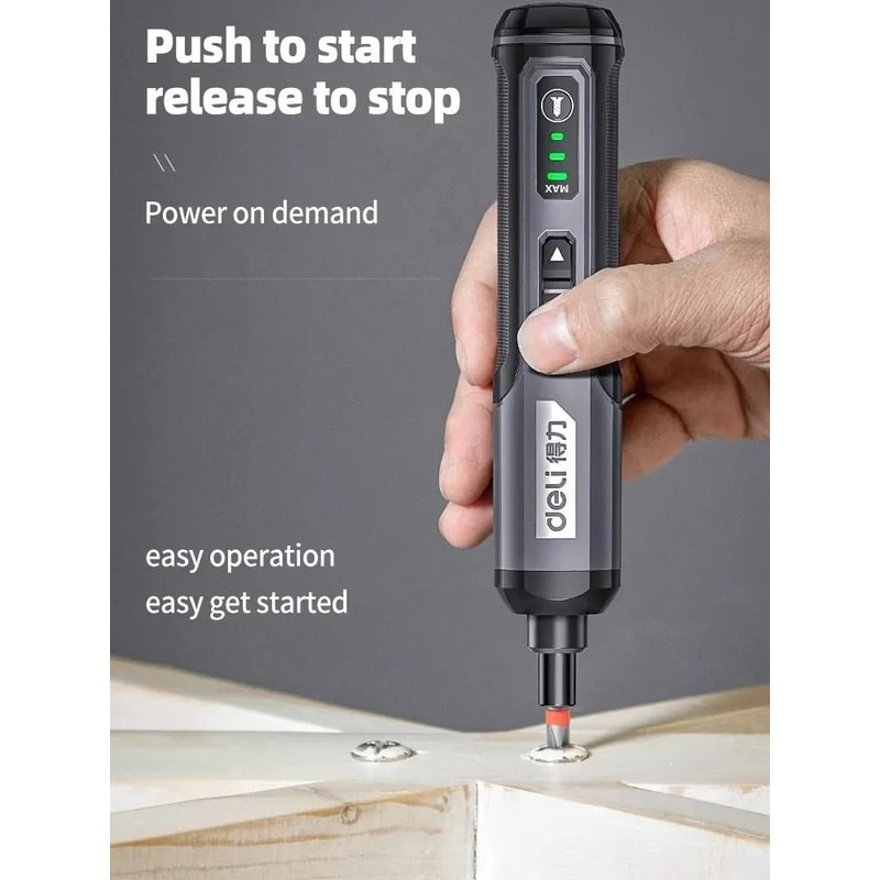 Deli 4V Mini Electric Screwdriver Set USB Rechargeable 2000mAh Power Tool 4