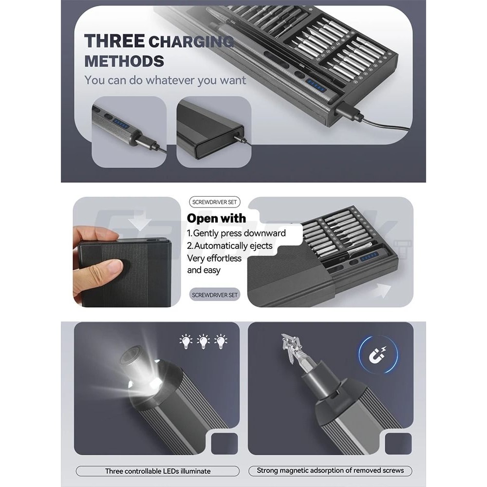 6876 IN 1 Precision Electric Screwdriver Set 5 Levels Adjustable With Fill Light 2