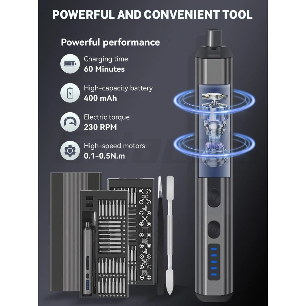 6876 IN 1 Precision Electric Screwdriver Set 5 Levels Adjustable With Fill Light 3