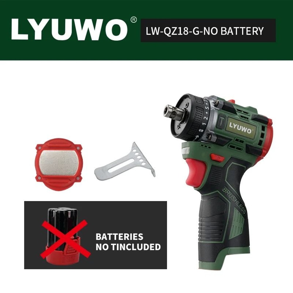 LYUWO Brushless Cordless Electric Screwdriver Kit DrillDriver 2in1 7