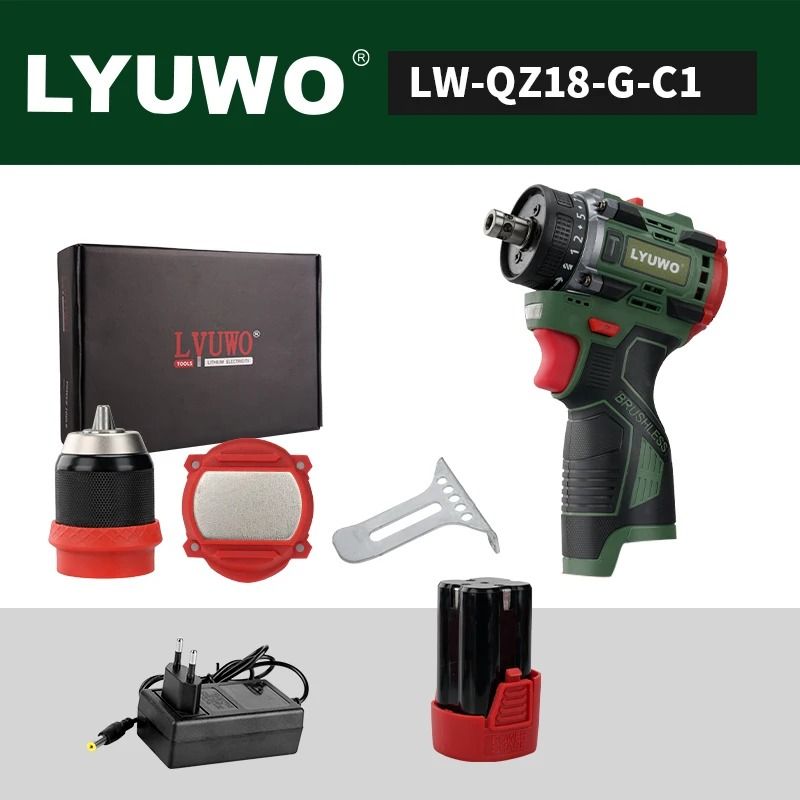 LYUWO Brushless Cordless Electric Screwdriver Kit DrillDriver 2in1 8
