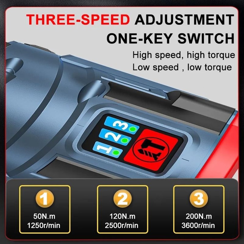 200Nm 168V Brushless Electric Screwdriver Cordless Impact Driver 2