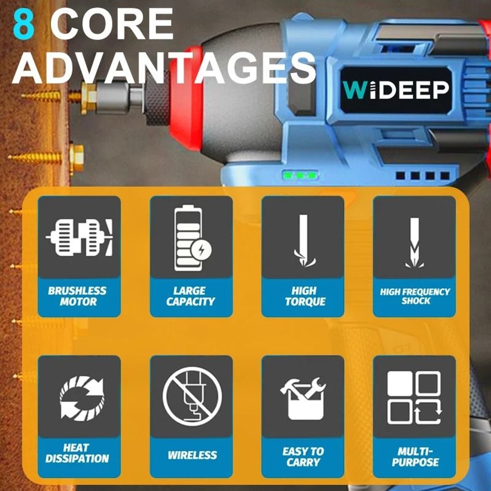 200Nm 168V Brushless Electric Screwdriver Cordless Impact Driver 4