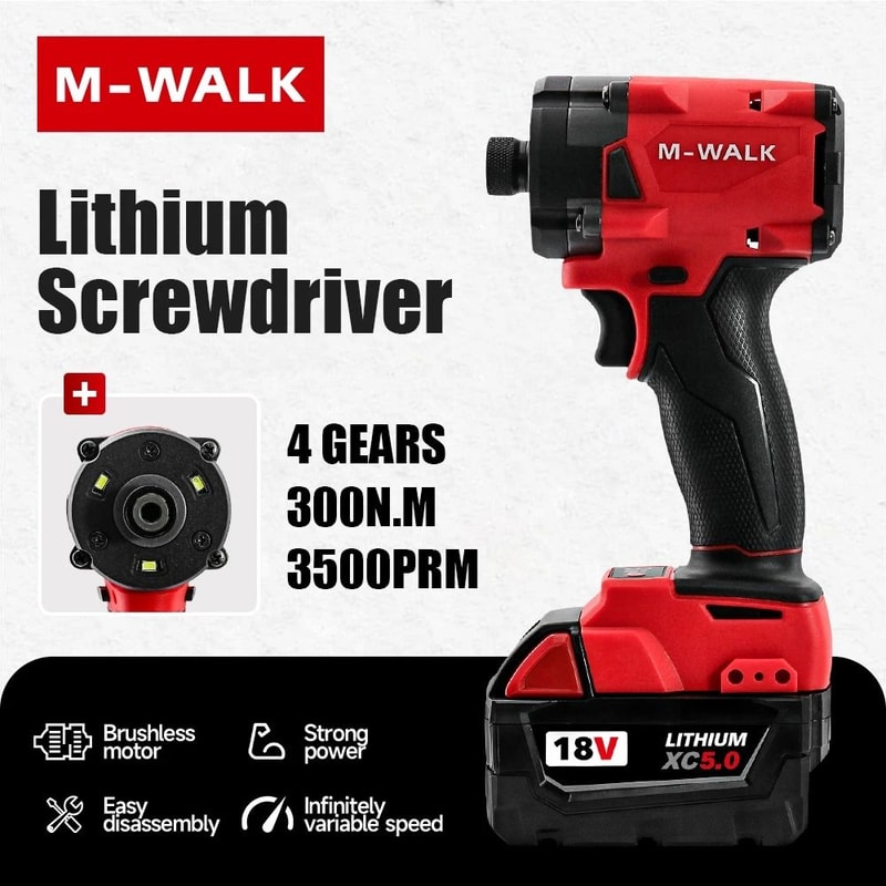 MWALK 300Nm HighPower Brushless Impact Driver 18V 1