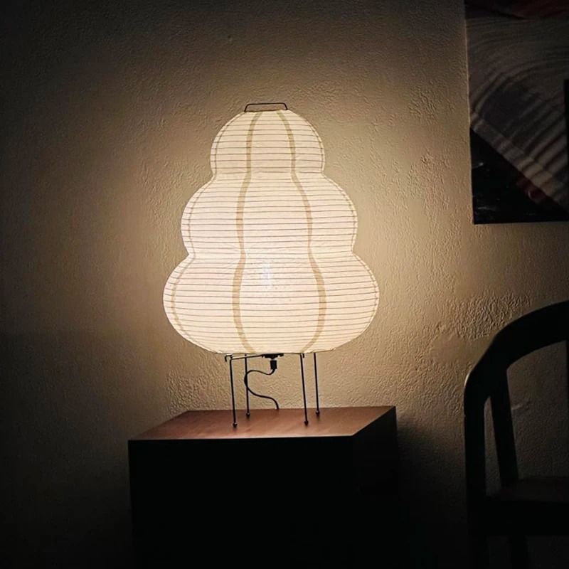 Japanese Style LED Rice Paper Desk Lamp Tricolor Dimming Art Decor 3