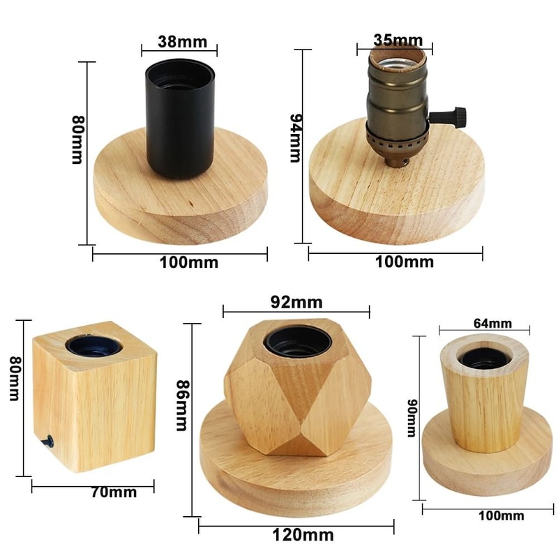 Retro Vintage Wood Table Lamp E27 Night Light Floor Decor 1