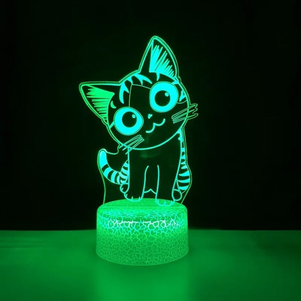 Cute 3D Cat Night Light Acrylic LED Novelty Table Lamp For Kids 2