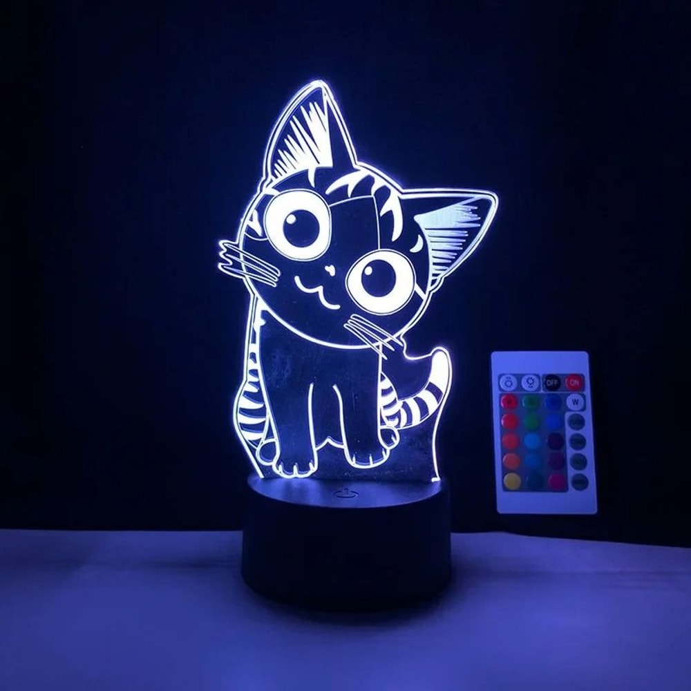 Cute 3D Cat Night Light Acrylic LED Novelty Table Lamp For Kids 3