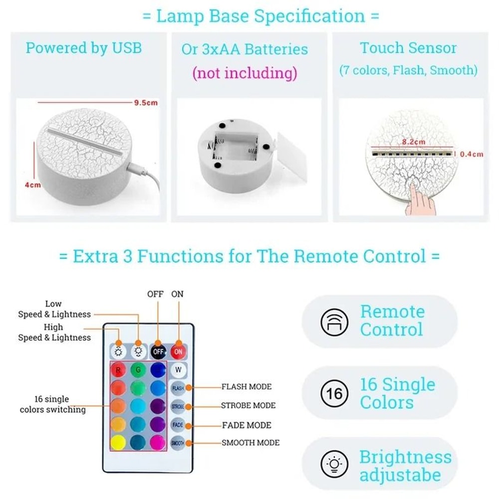 Cute 3D Cat Night Light Acrylic LED Novelty Table Lamp For Kids 5