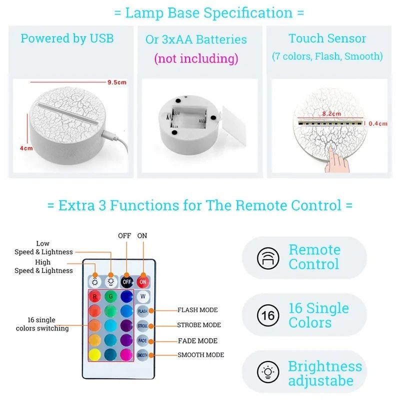 Cute 3D Cat Night Light Acrylic LED Novelty Table Lamp For Kids 5
