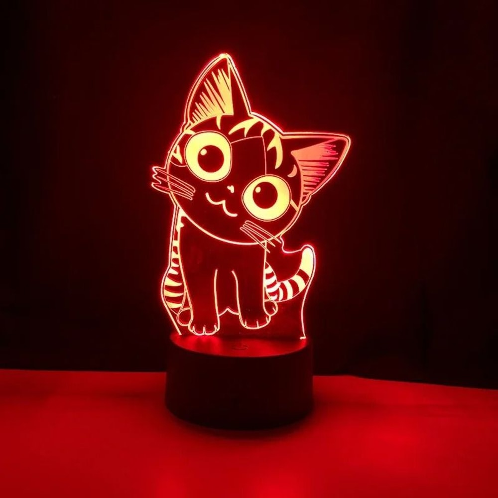 Cute 3D Cat Night Light Acrylic LED Novelty Table Lamp For Kids 6