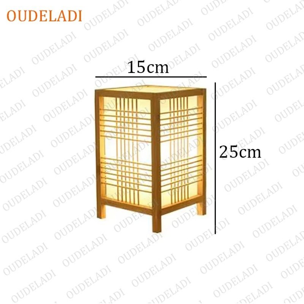 OUDELADI Japanese Zen Bamboo Wood Table Lamp Artisanal Tatami Decor 6