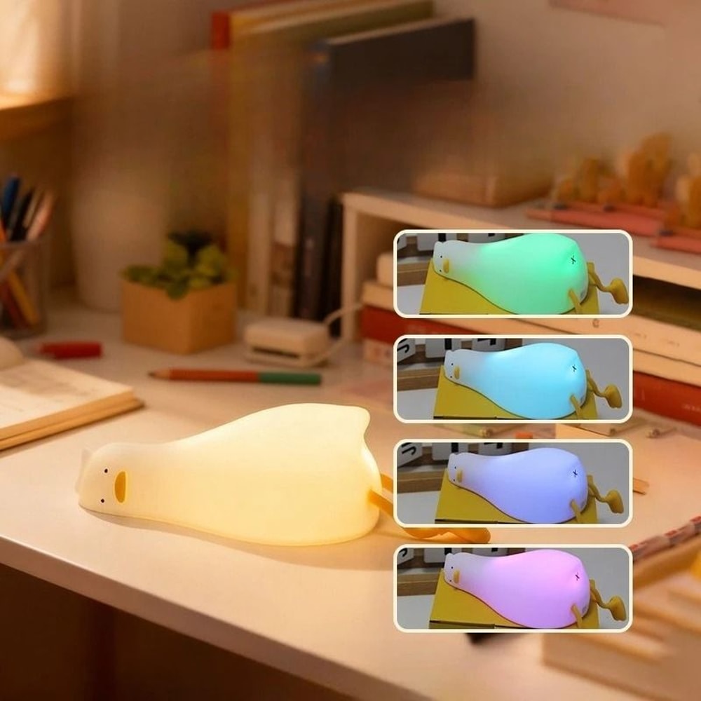 Rechargeable Silicone Duck Night Light Touch Control Sleeping Lamp For Kids 6