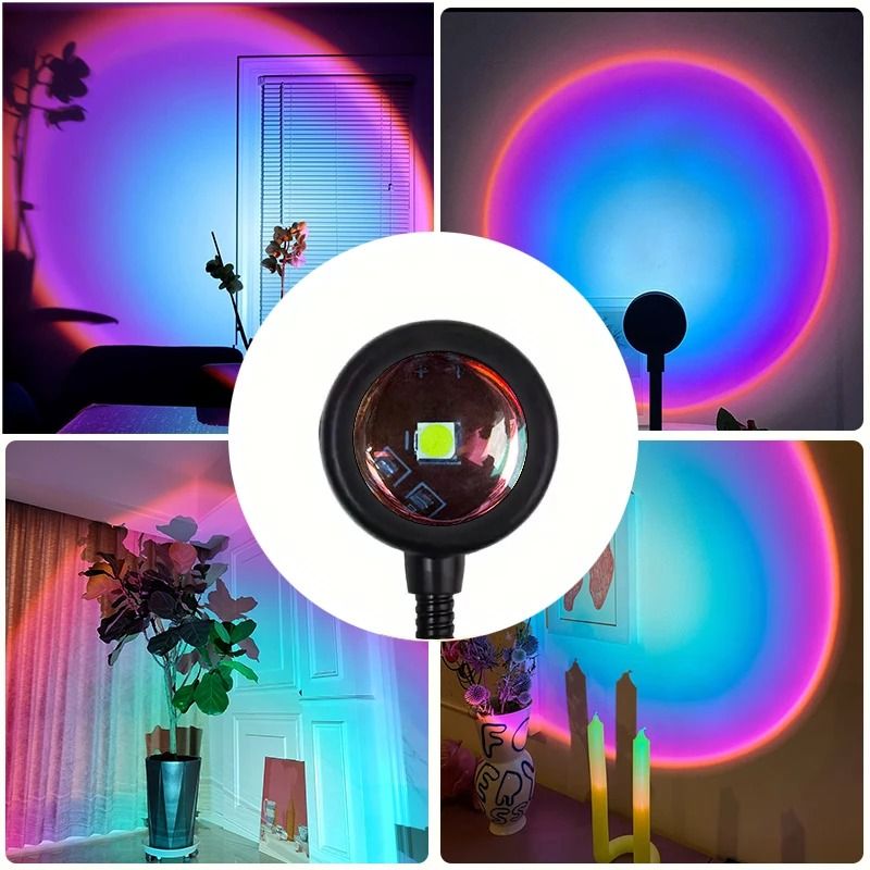 Rainbow Sunset Projection Lamp MultiAngle Rotatable USB Atmosphere Light 2