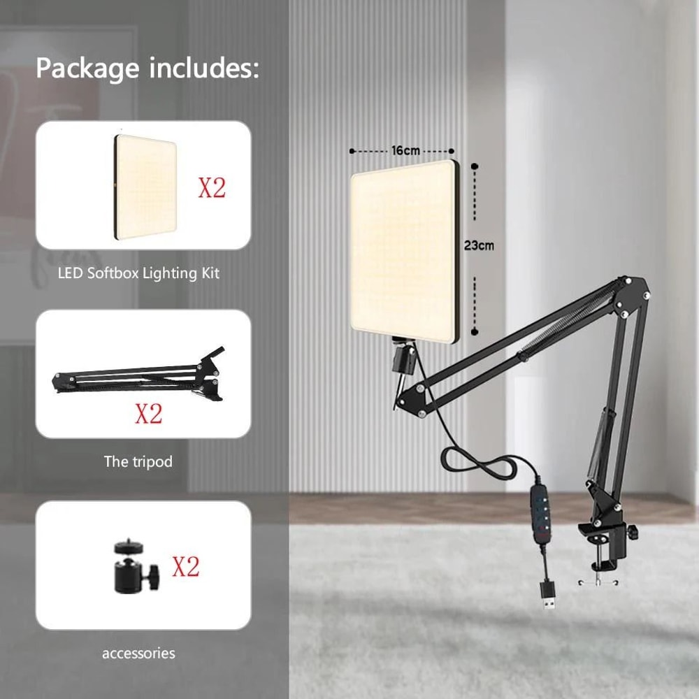 Professional LED Photography Conference Light Selfie Studio Lamp With Adjustable Scissor Arm 7