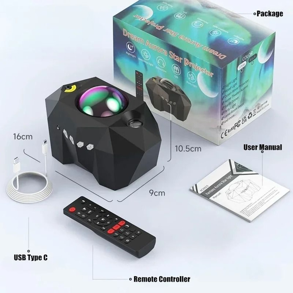 NEW Aurora Galaxy Star Projector Northern Light Moon Lamp With Bluetooth Music 6