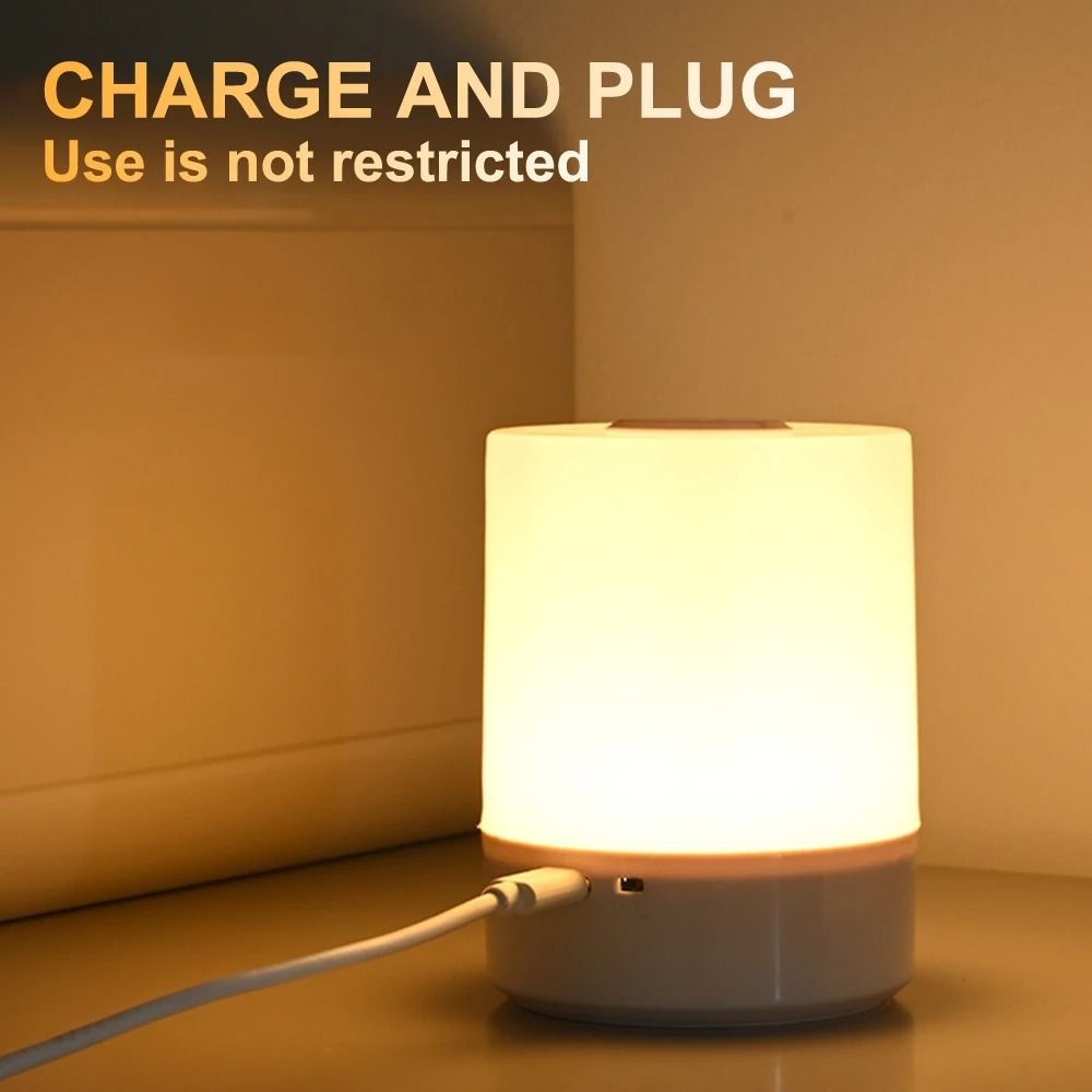 Touch Bedside Night Lamp 3Mode Dimmable USB Charging Ambient Light For Kids 1