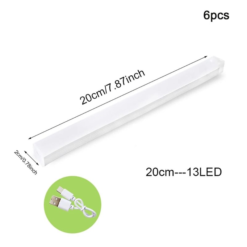 6Pack Motion Sensor Night Lights Wireless TypeC Rechargeable Cabinet Staircase Lamps 7