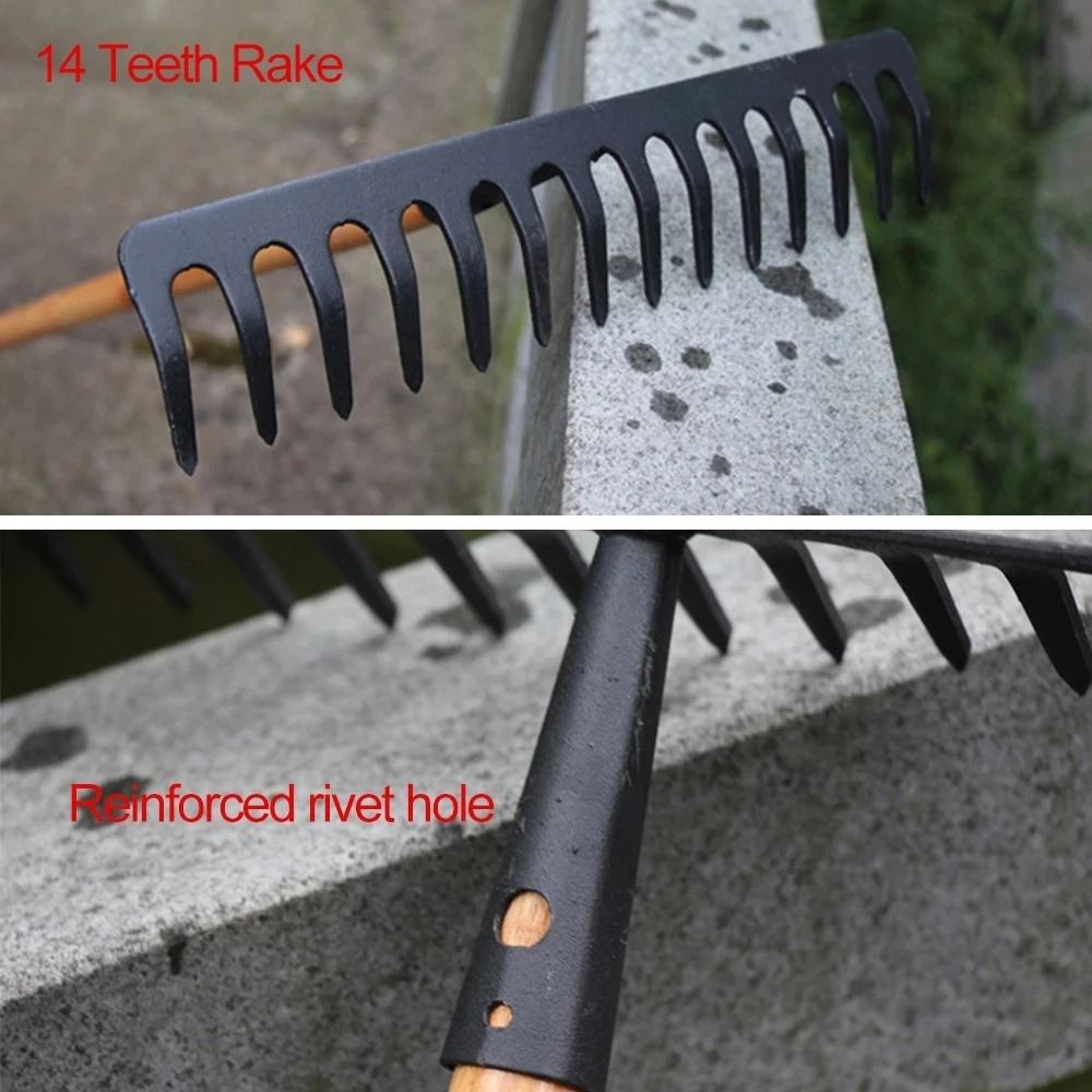 Professional 14Tooth Stainless Steel Farming Rake HeavyDuty Agricultural Garden Soil Tool 3