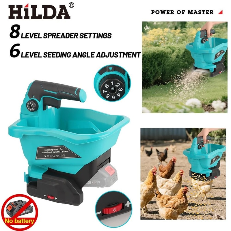 HILDA Handheld Electric Seeder Fertilizer Spreader 6Gear Rechargeable Power Spreader For Agricult 0