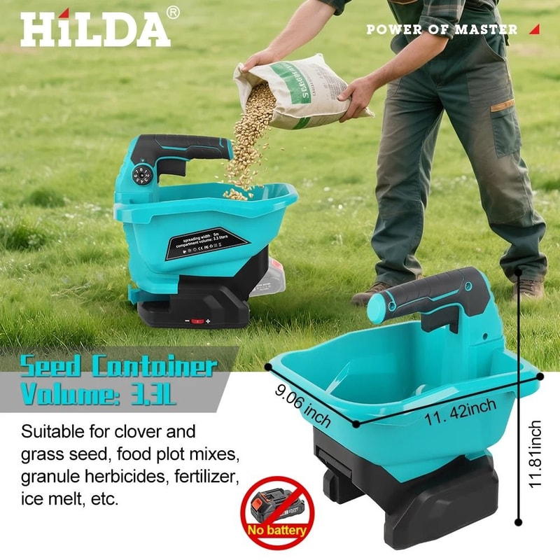 HILDA Handheld Electric Seeder Fertilizer Spreader 6Gear Rechargeable Power Spreader For Agricult 1