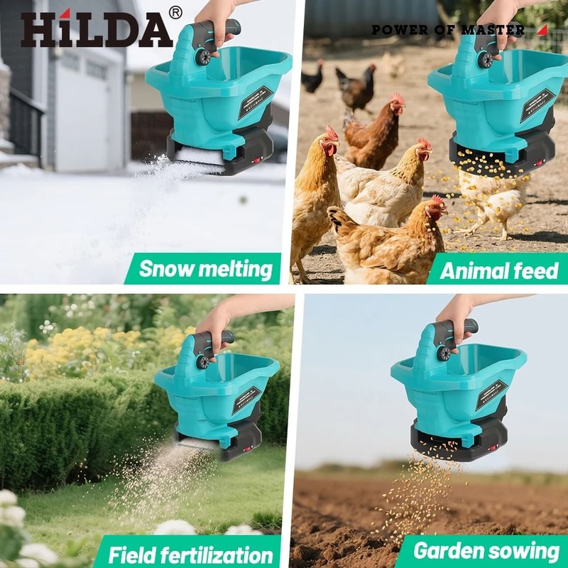 HILDA Handheld Electric Seeder Fertilizer Spreader 6Gear Rechargeable Power Spreader For Agricult 2