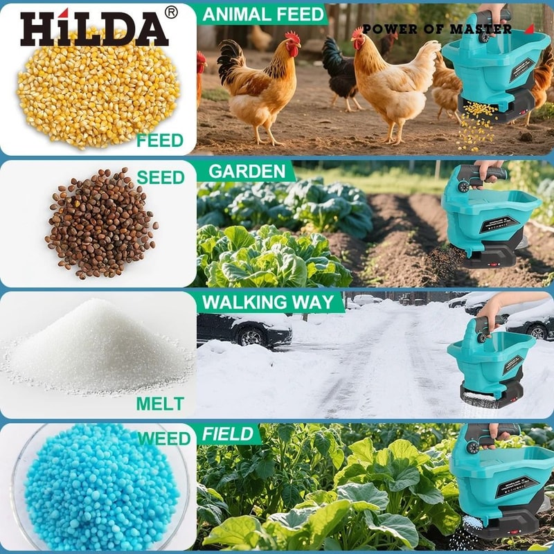 HILDA Handheld Electric Seeder Fertilizer Spreader 6Gear Rechargeable Power Spreader For Agricult 3