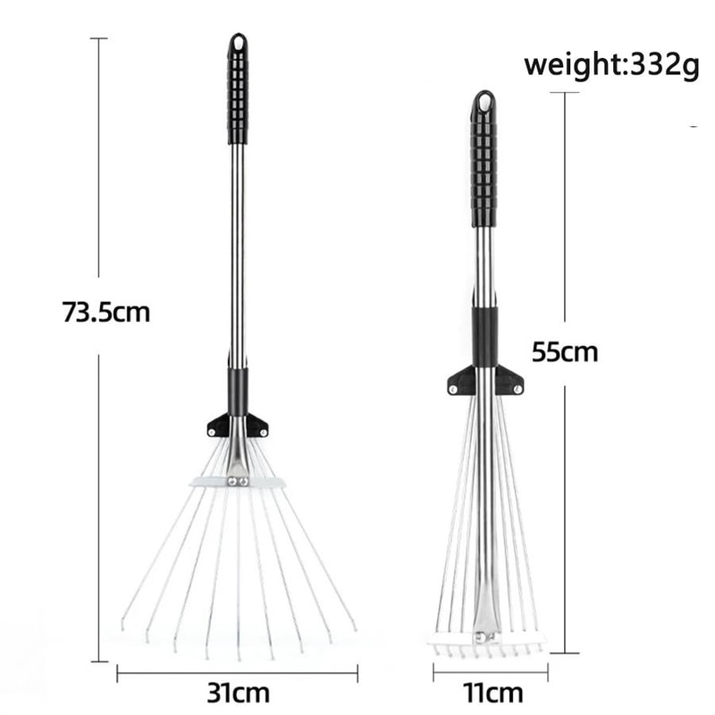 Adjustable Metal Garden Rake HeavyDuty Farm Agricultural Leveling Tool For Leaves And Sand 5