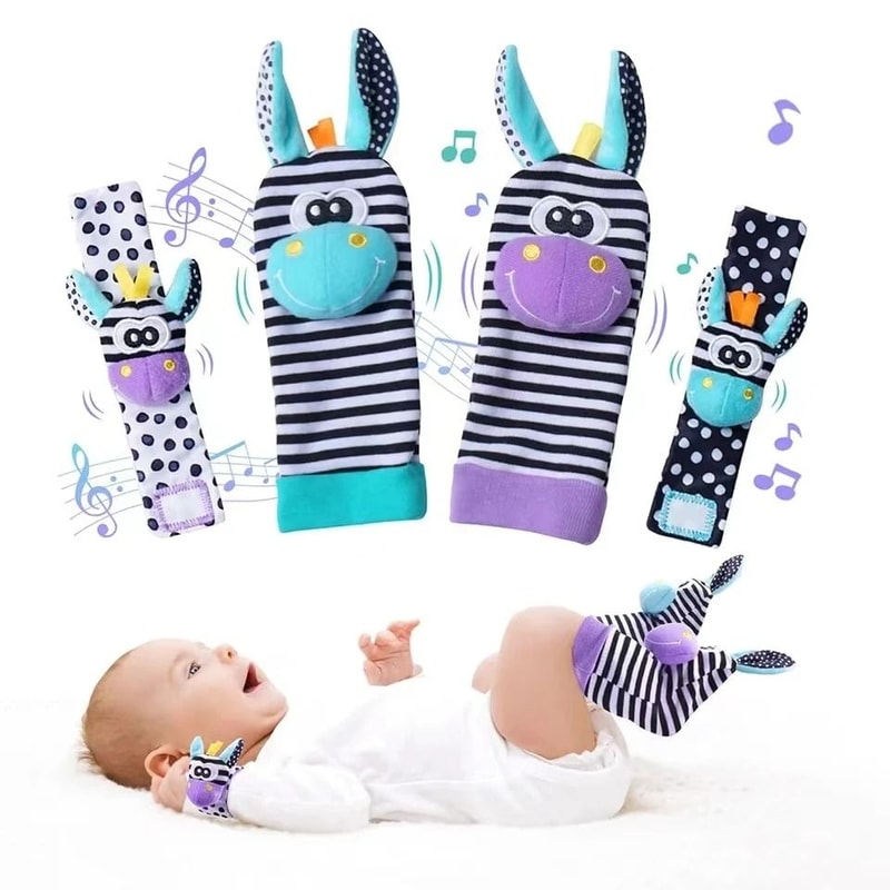 Infant Wrist Rattle Sensory Sock Set Early Educational Development Toy For Babies 012 Months 1