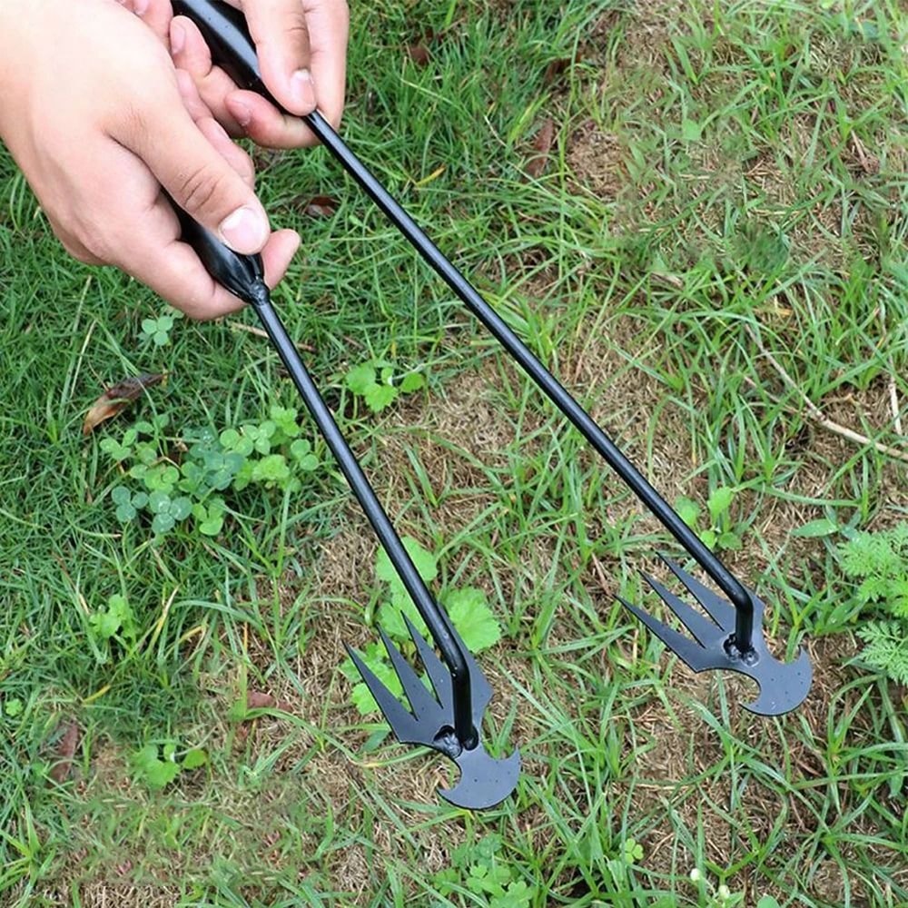 Manganese Steel Grass Rooting Weeder Ergonomic Weed Extractor Soil Rake With VShaped Fork 1