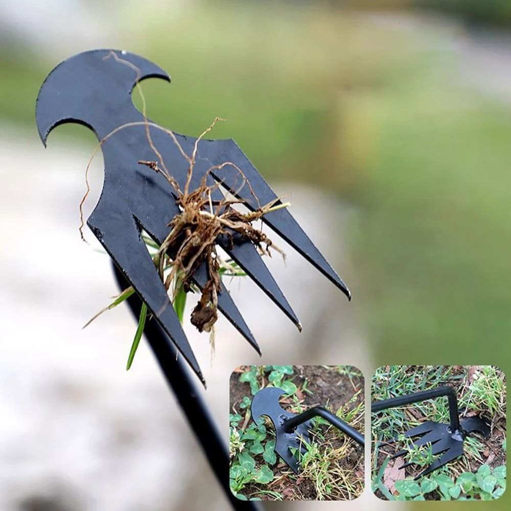 Manganese Steel Grass Rooting Weeder Ergonomic Weed Extractor Soil Rake With VShaped Fork 4