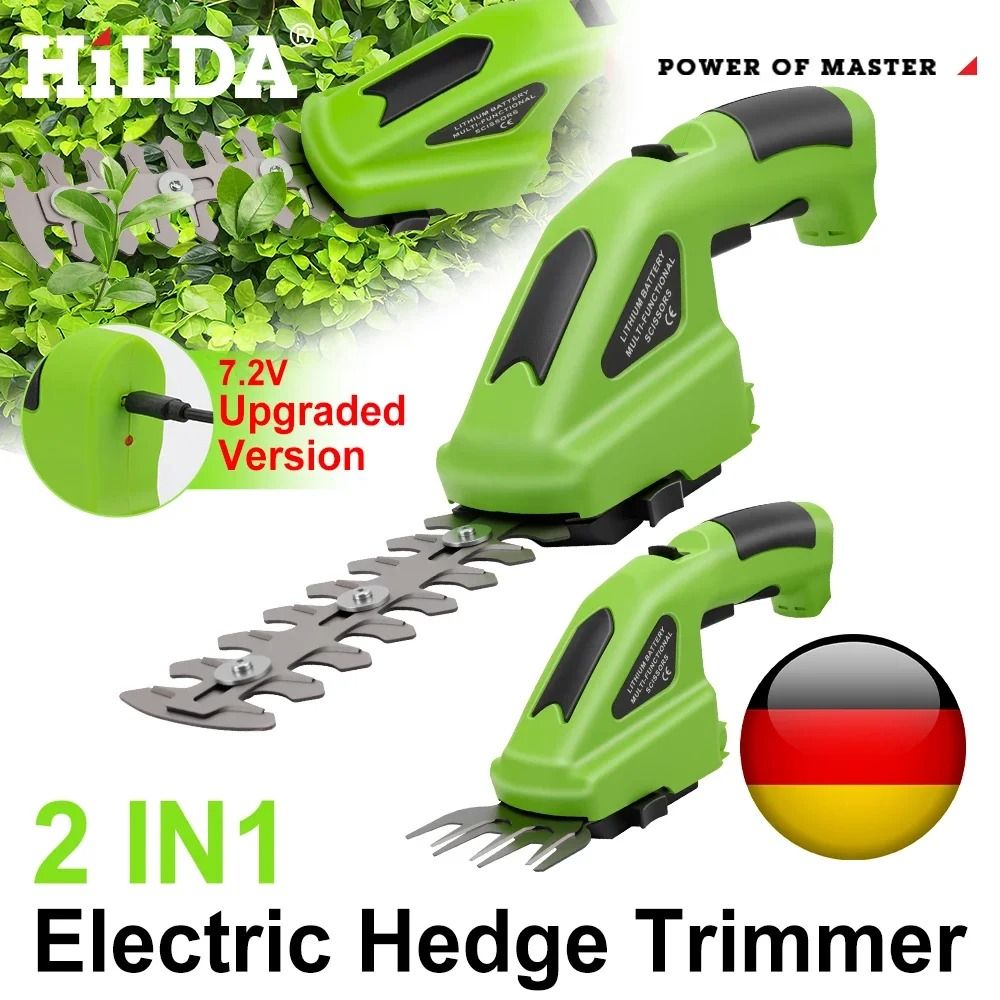 HILDA 2in1 Handheld Hedge Grass Trimmer Cordless Lightweight Shrub Trimmer With Alloy Steel Blade 0