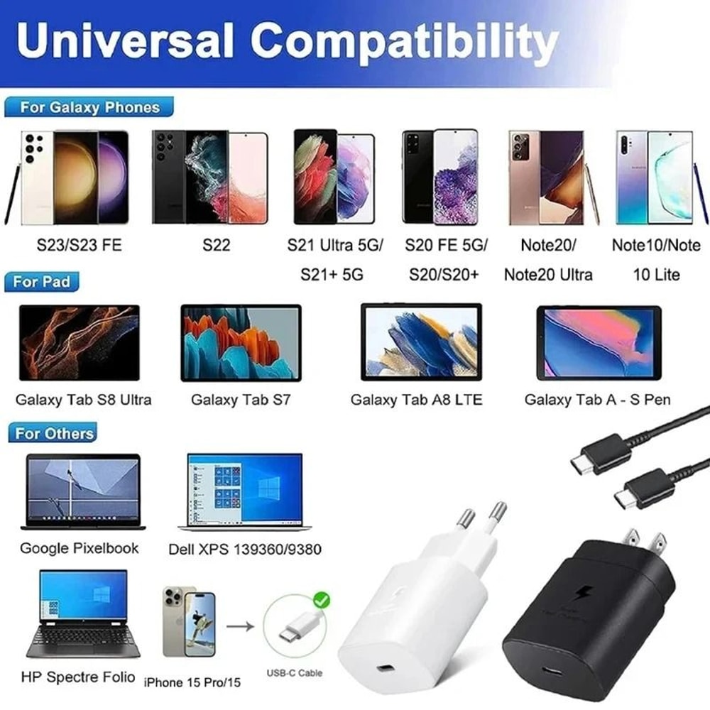 SAMSUNG Super Fast Charger 45W25W PD TypeC Power Adapter For Galaxy S25 S24 S23 Ultra And A54 2