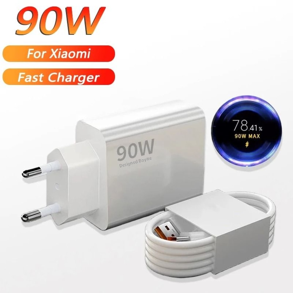 90W Turbo Fast Wall Charger 6A USB TypeC Charging Kit For Xiaomi 14 Ultra Redmi Note 13 And POCO X 0