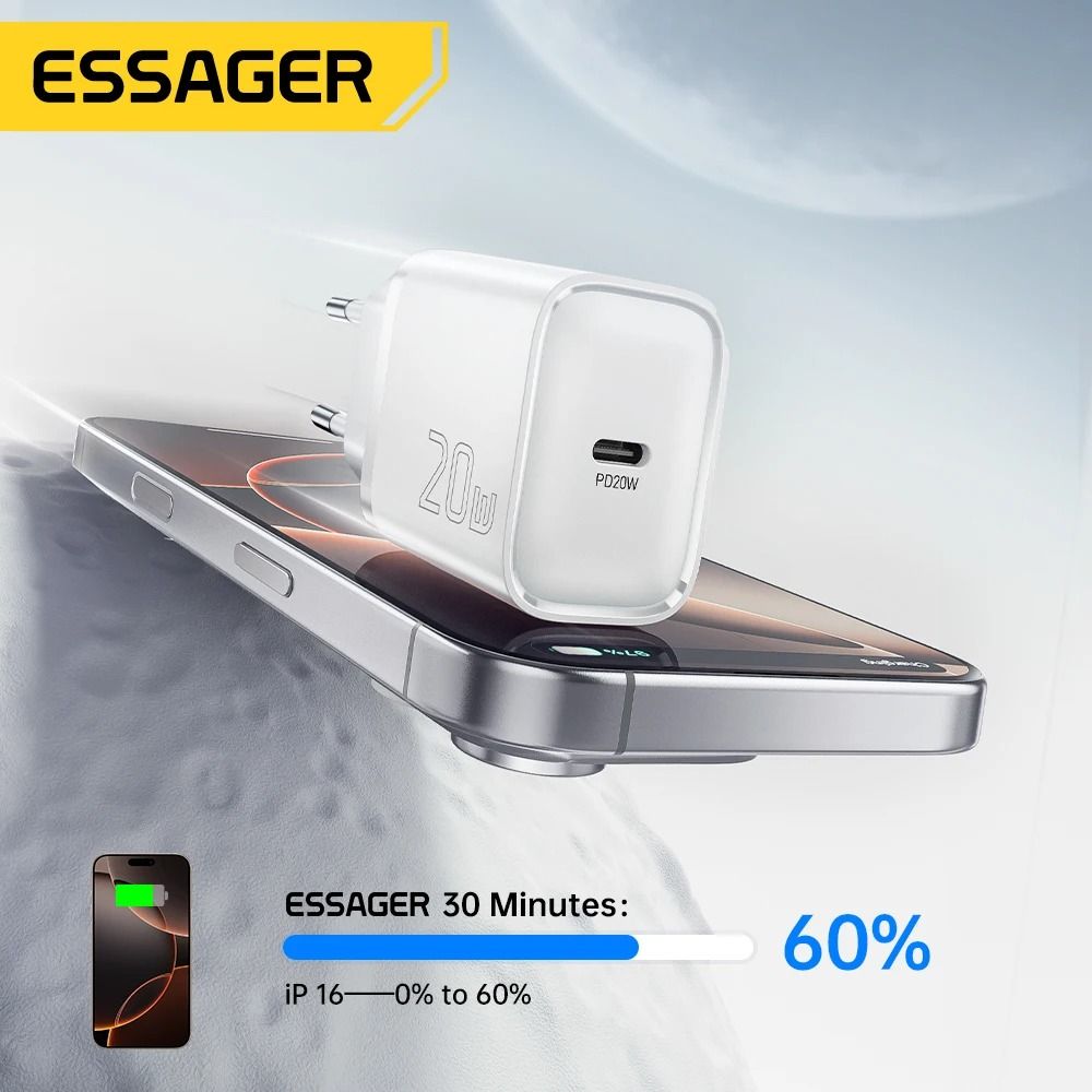 Essager Mini 20W USB TypeC PD Fast Charger Quick Charge 30 For IPhone 16 15 14 Pro Samsung 2