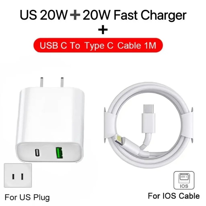 40W DualPort PD Fast Charger USBC Quick Charge Adapter For IPhone 15 14 13 Pro Max Mini 8