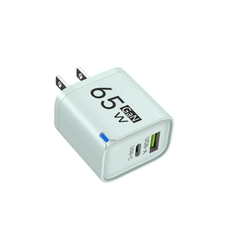 65W DualPort USBA USBC Fast Charger PD Quick Travel Adapter For IPhone Samsung Xiaomi 14