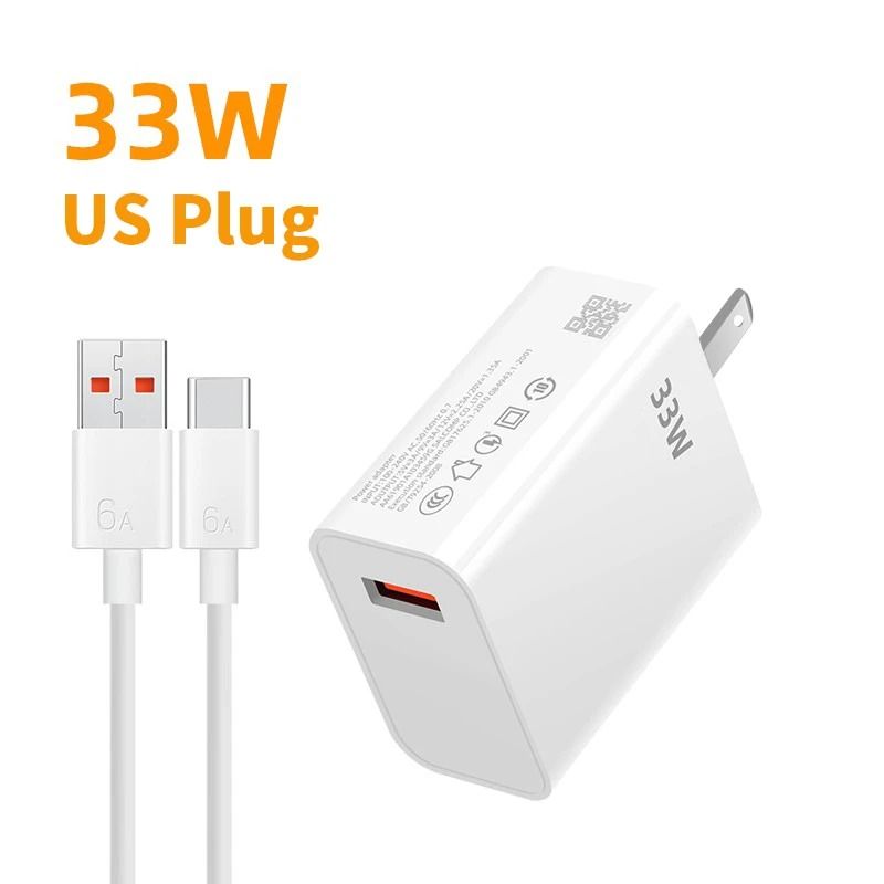 33W PD Universal Fast Charger USBC Wall Power Adapter With TypeC Cable For IPhone Samsung 9