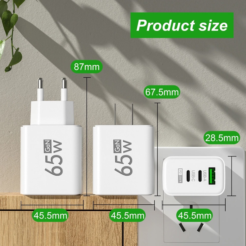 3Port MultiPlug USB TypeC PD Fast Charger Quick Charge Adapter For IPhone 16 Samsung And Huawei 5