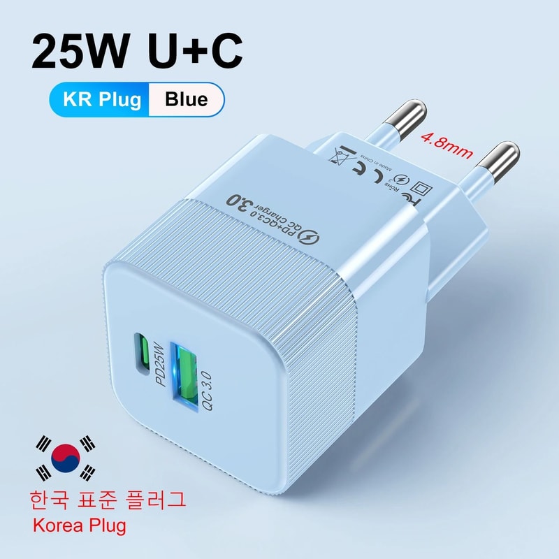 PD 25W Korean Standard Fast Charger USB TypeC Quick Wall Adapter For IPhone 15 Pro Max Samsung 10