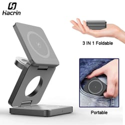 3-in-1 foldable magnetic wireless charging station – portable power hub for iphone 15, 14, 13, 12 pro max